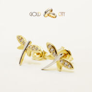 Sárga fehér arany szitakötő fülbevaló az ékszer webáruházból-GoldCity-Ékszer-Webáruház