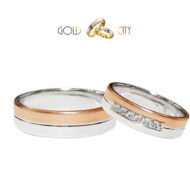 Kétszínű 14 K arany karikagyűrű a női változat kövekkel díszítve