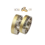 Kétszínű arany karikagyűrű, barokk mintával díszítve a Gold City Ékszer Webáruház kínálatából.