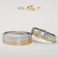 Modern karikagyűrű, 14 karátos matt fehér és rozé aranyból-goldcity.hu