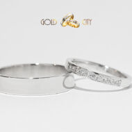 Modern 14 karátos fehér arany karikagyűrű, a női csillogó kövekkel