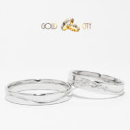 Fényes, 14 karátos modern fehér arany karikagyűrű-goldcity.hu