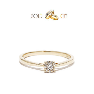 Klasszikus stílusú női brill köves gyűrű, 14 karátos aranyból
