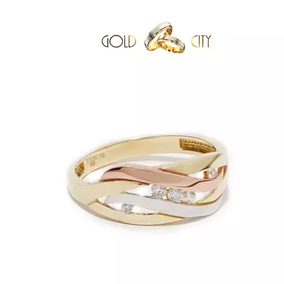 GYI-S-5027 háromszínű arany köves gyűrű mérete 54