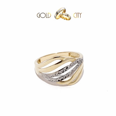 GYI-S-5138 kétszínű arany vésett gyűrű mérete 60
