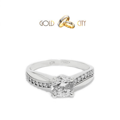 Fehér arany köves gyűrű, jegygyűrű az ékszer webáruházból-goldcity.hu