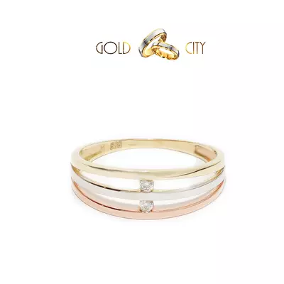 GYP-S-5051 háromszínű arany köves gyűrű mérete 57