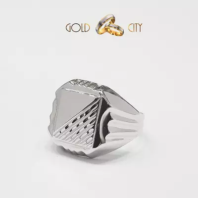 fehér arany férfi pecsétgyűrű az ékszer webáruházból-GoldCity-Ékszer-Webáruház