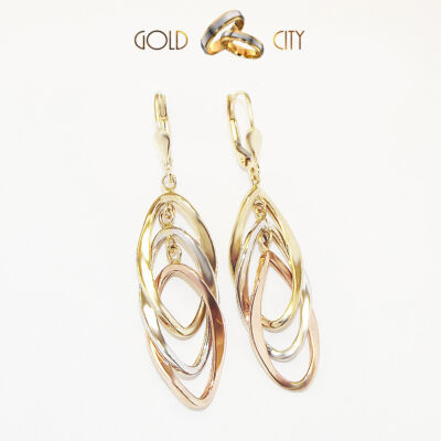 Sárga fehér és rozé arany fülbevaló az ékszer webáruházból-GoldCity-Ékszer-Webáruház