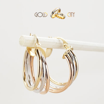 Sárga fehér és rozé arany fülbevaló az ékszer webáruházból-GoldCity-Ékszer-Webáruház