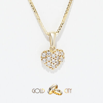 Különleges szív medál, 14 karátos sárga aranyból-goldcity.hu