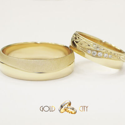 Kézzel vésett barok mintás karikagyűrű sárga aranyból-goldcity.hu