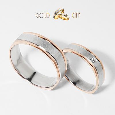 Modern szögletes formájú rozé és fehér 14 karátos aranyból-goldcity.hu