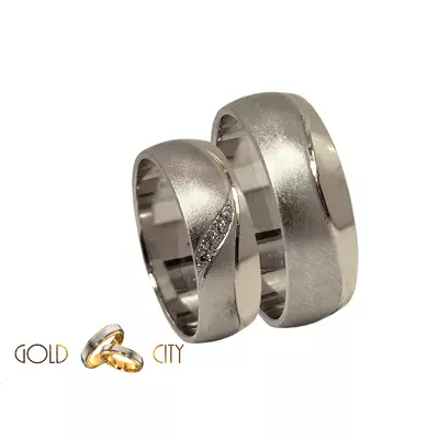 G-1219-F Domború matt és fényes fehér arany karikagyűrű