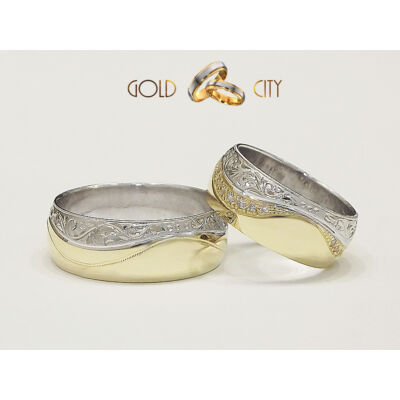 Kétszínű arany karikagyűrű barokk mintával, a Gold City Ékszer Webáruház kínálatából.