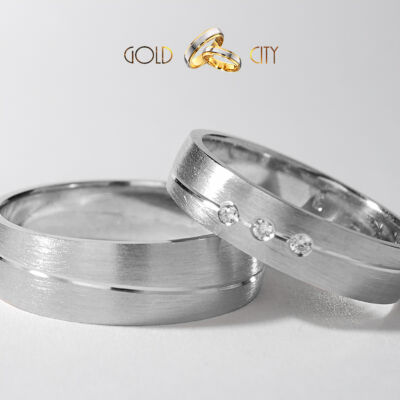 Modern karikagyűrű, 14 karátos matt fehér aranyból-goldcity.hu