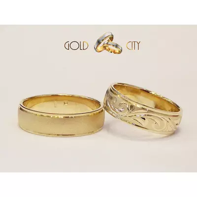 G-1274 Kézzel vésett sárga arany karikagyűrű