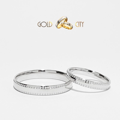 Fényes, 14 karátos különleges fehér arany karikagyűrű-goldcity