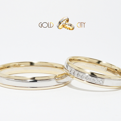 Fényes, 14 karátos modern kétszínű arany karikagyűrű-goldcity.hu