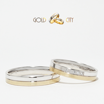 Fényes, 14 karátos modern kétszínű arany karikagyűrű-goldcity.hu