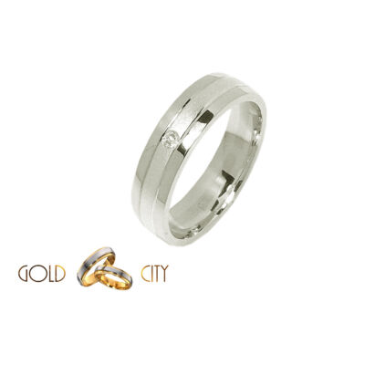 Modern 14 karátos fehér aranyból készült köves karikagyűrű-goldcity.hu