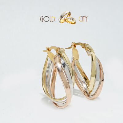 Háromszínű arany fülbevaló az ékszer webáruházból-goldcity.hu