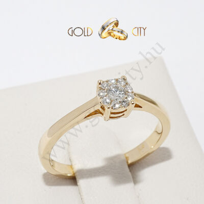 Klasszikus stílusú női brill gyűrű, 14 k sárga aranyból-goldcity.hu