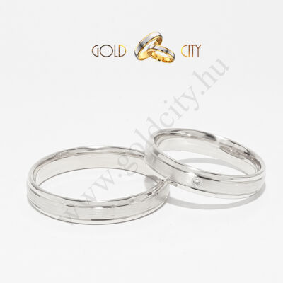 Fényes és matt, 14 karátos modern fehér arany karikagyűrű-goldcity.hu