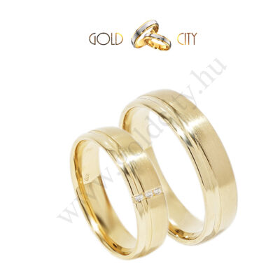 Fényes és matt, 14 karátos modern sárga arany karikagyűrű-goldcity.hu