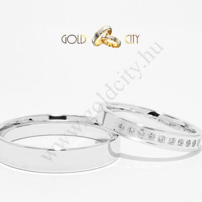 Modern 14 karátos fehér arany karikagyűrű-goldcity.hu