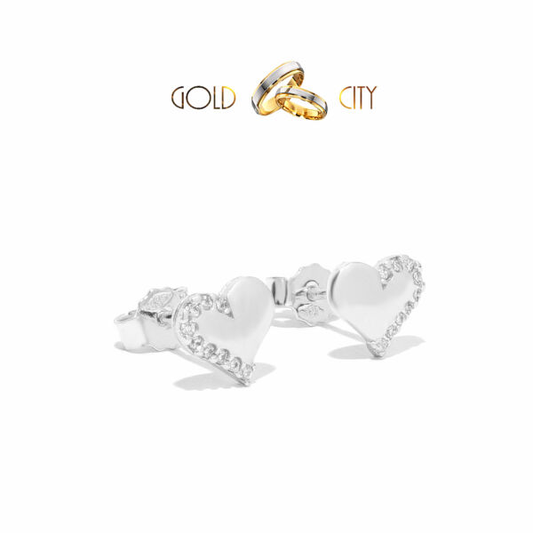 Fehér arany szív fülbevaló az ékszer webáruházból-GoldCity-Ékszer-Webáruház