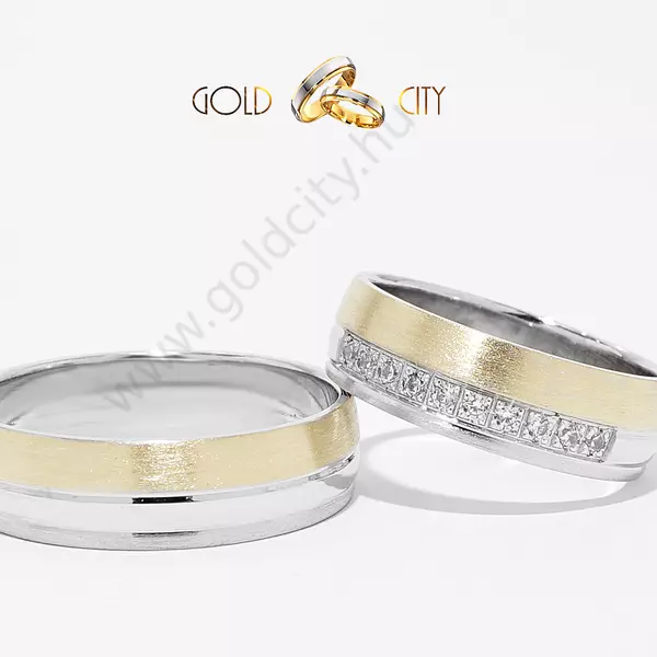 Kétszínű 14 karátos sárga és fehér arany karikagyűrű-goldcity.hu