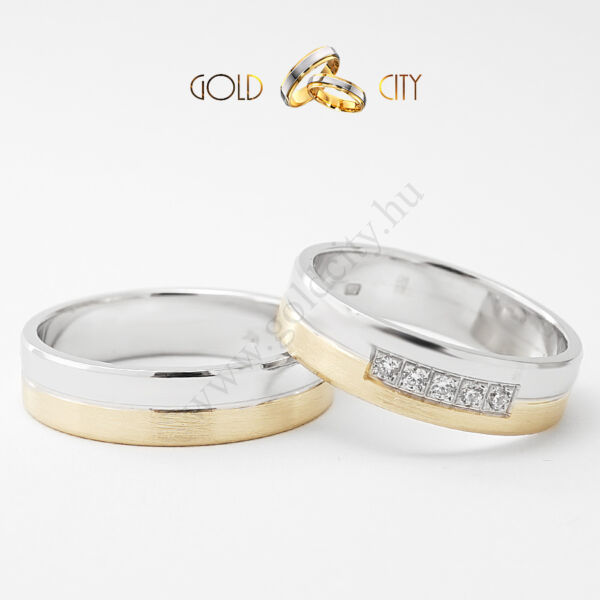 Szolidan elegáns kétszínű 14 karátos arany karikagyűrű-goldcity.hu