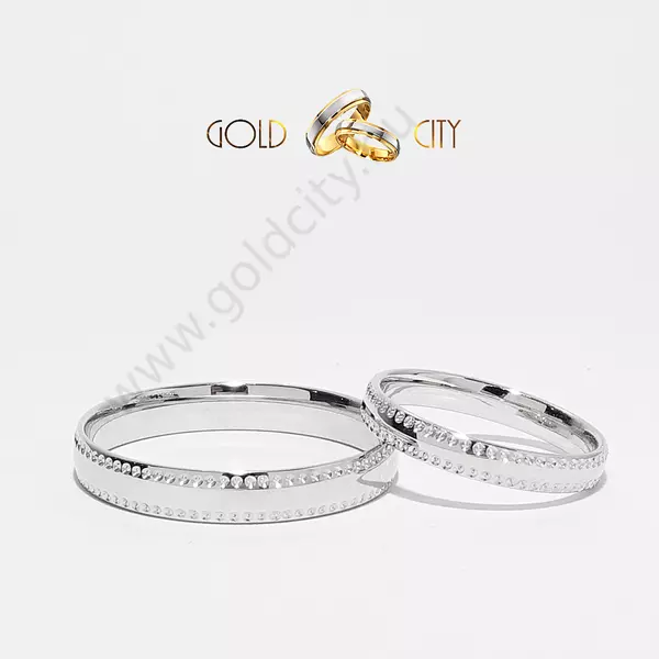 Fényes, 14 karátos különleges fehér arany karikagyűrű-goldcity