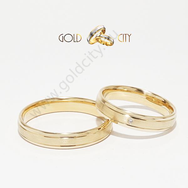 Fényes és matt, 14 karátos modern sárga arany karikagyűrű-goldcity.hu