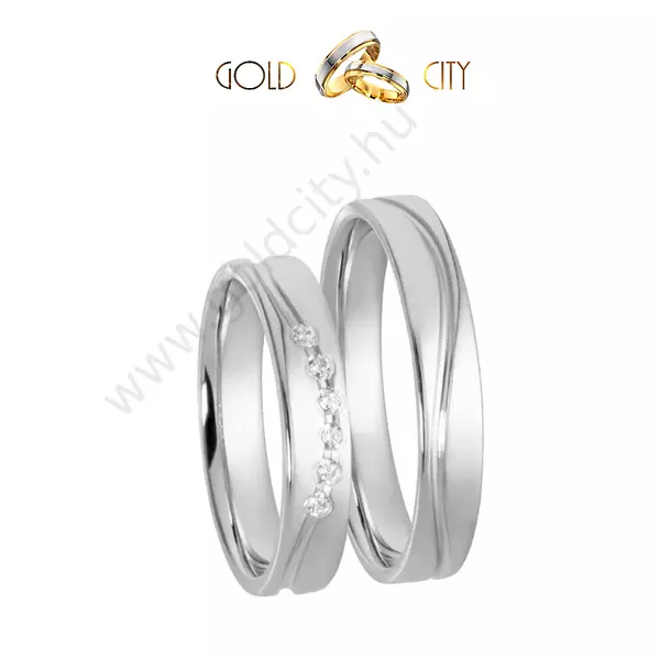 Fényes, 14 karátos modern fehér arany karikagyűrű-goldcity.hu