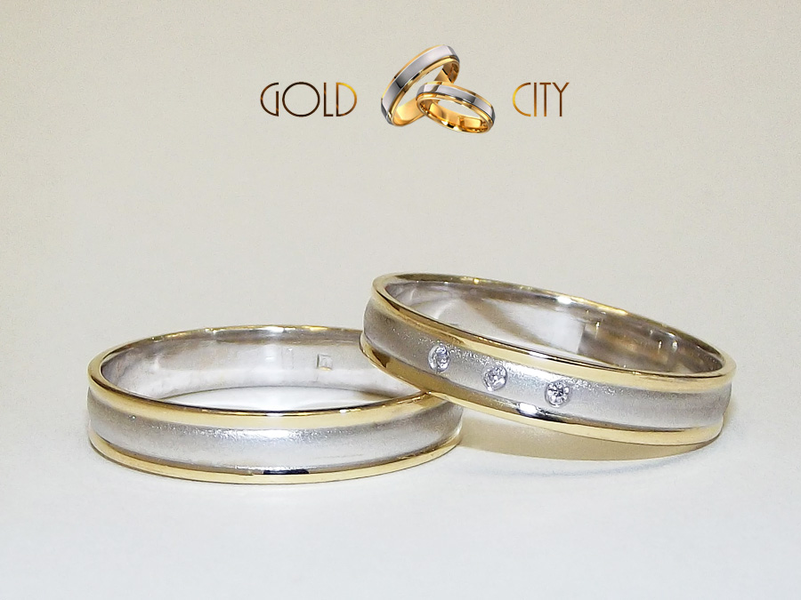 G-1132 Szolid kétszínű arany  karikagyűrű kövekkel